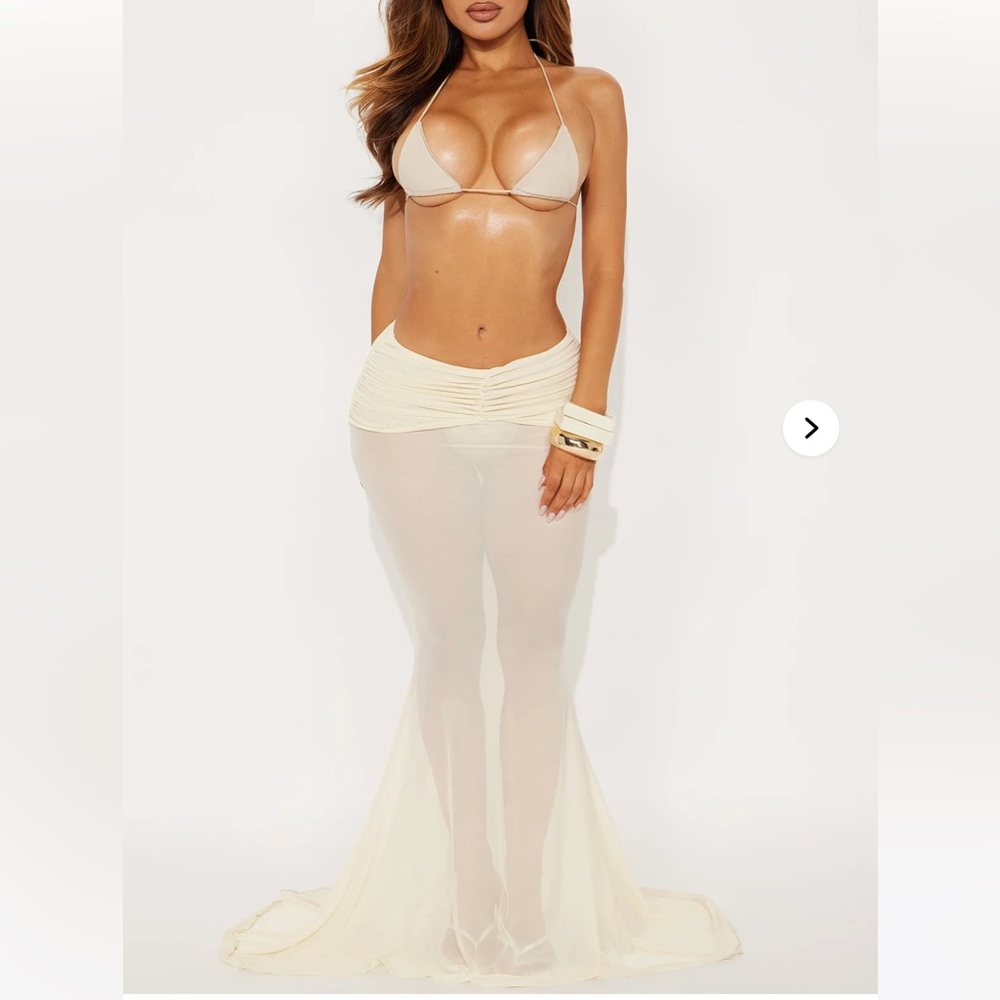 Cream Sheer Maxi Skirt Set
